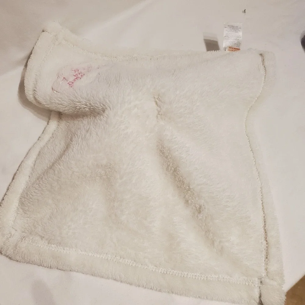Baby Gear Lovey White Bear Pink Bow‎ Girls Fleece Baby Security Blanket  Plush